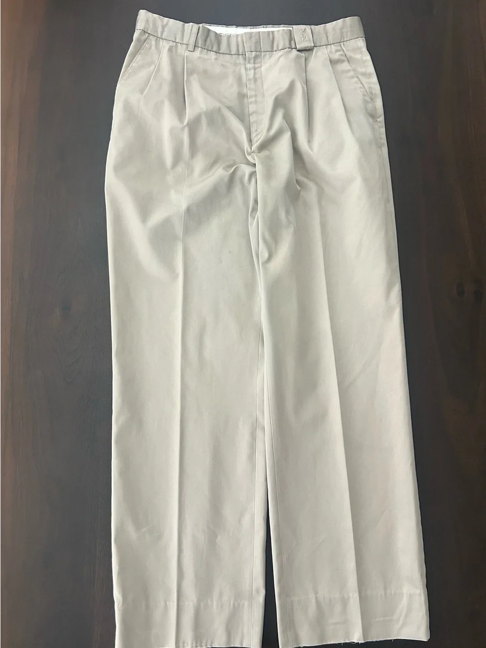 VTG 90s Yves Saint Laurent Pour Homme Beige Khaki Men Pleated Wide Slacks 31x30